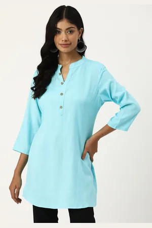 DIVYANK Printed Mandarin Collar Kurti