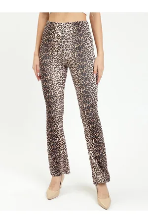 BAESD Women Animal Printed Slim Fit Wrinkle Free Bootcut Trousers