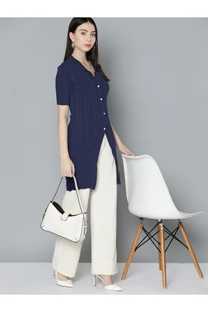 Chemistry Ribbed Shirt Collar Longline Tunic