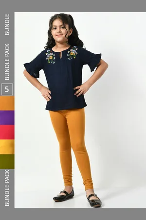 BAESD Girls Pack Of 5 Super Soft Churidar Length Leggings