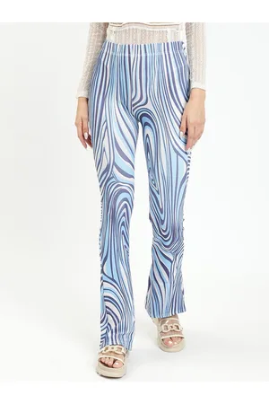 BAESD Women Abstract Printed Slim Fit Wrinkle Free Bootcut Trousers