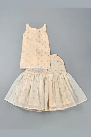 Rangpur Girls Self Design Pure Cotton Kurti with Sharara
