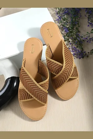 PANAHI Women Woven Design Cross Strap Open Toe Flats