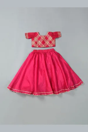 Rangpur Girls Embroidered Gotta Patti Ready to Wear Silk Lehenga Choli