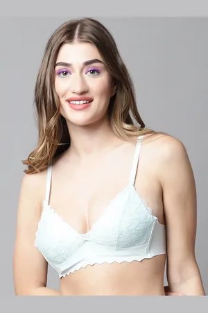 Buy PrettyCat White Lace Non Wired Lightly Padded Bralette Bra PC