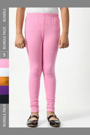 BAESD Girls Pack Of 5 Churidar Length Cotton Lycra Leggings