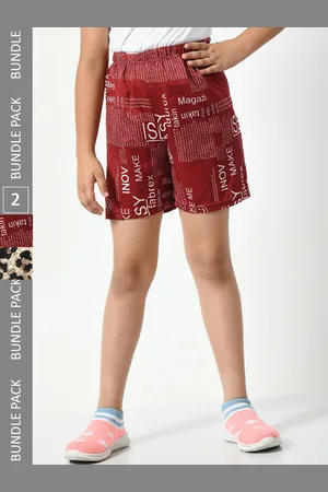 BAESD Girls Pack Of 2 High-Rise Printed Crepe Shorts