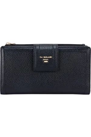 Da Milano Women Black Textured Leather Two Fold Wallet