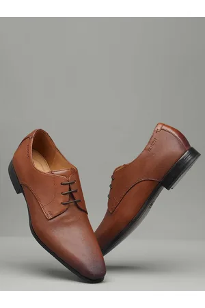 Ruosh Men Textured Leather Formal Derbys
