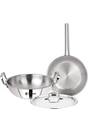 Bergner Tripro TriPly Stainless Steel Induction Bottom Set- 24cm/3L Kadai 1.5L Frypan