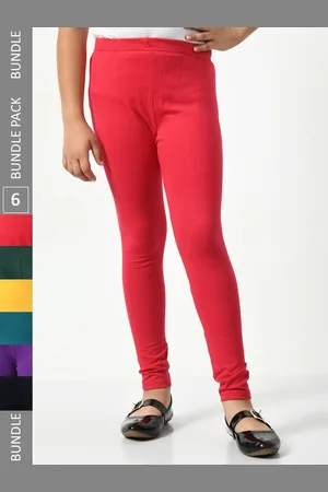 BAESD Girls Pack Of 6 Churidar Length Super Soft Cotton Lycra Leggings