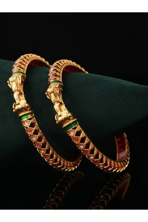 Priyaasi Set Of 2 Gold-Plated Stone-Studded Bangles