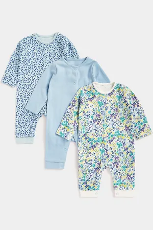 Mothercare Infant Girl Pack of 3 Pure Cotton Rompers