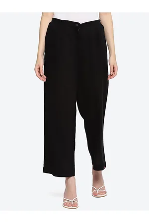 Biba Women Relaxed Mid-Rise Cotton Parallel Trousers