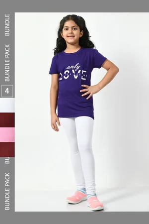 BAESD Girls Pack Of 4 Mid-Rise Churidar-Length Leggings