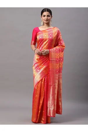 Mitera Ethnic Motifs Woven Design Zari Silk Blend Kanjeevaram Saree