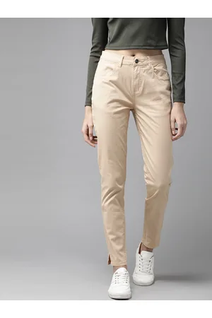 Roadster The Lifestyle Co Women Beige Slim Fit Solid Chinos