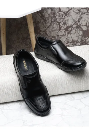 MUTAQINOTI Men Textured Genuine Leather Formal Loafers