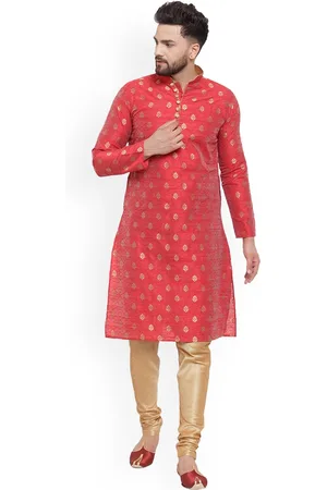 Sydney Heights Woven Design Mandarin Collar Zari Kurta with Churidar