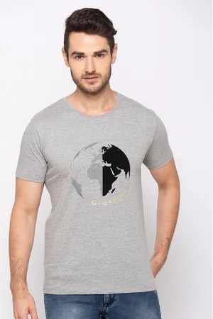 Giordano Men Grey Printed Round Neck T-shirt