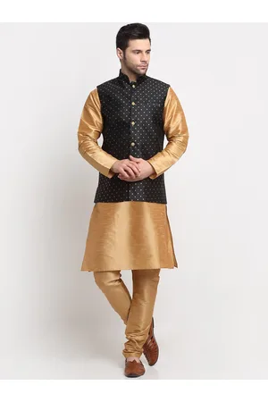 Kraft Men Kurta With Churidar And Polka Dot Nehru Jacket