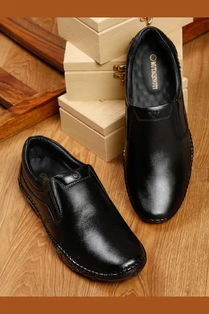 MUTAQINOTI Men Black Solid Formal Slip-On Shoes