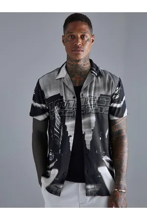 Boohoo Graphic Printed Cuban Collar Casual Shirt