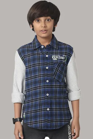 UNDER FOURTEEN ONLY Boys Tartan Checked Cotton Casual Shirt