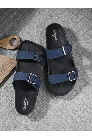 UNDERROUTE Men Two Strap Open Toe Comfort Sandals With Buckle Detail
