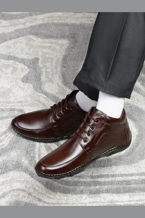 MUTAQINOTI Men Brown Solid Formal Lace-Up Boots