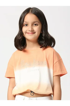 Pepe Jeans Girls Tie & Dye Drop-Shoulder Sleeves Pure Cotton T-shirt
