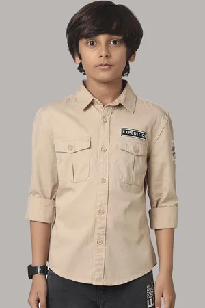 UNDER FOURTEEN ONLY Boys Spread Collar Cotton Casual Shirt