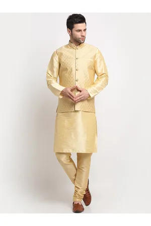 Kraft Men Regular Kurta & Churidar With Nehru Jacket Set