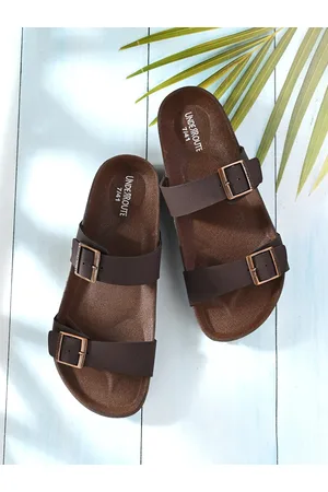 UNDERROUTE Men Two Strap Open Toe Comfort Sandals With Buckle Detail