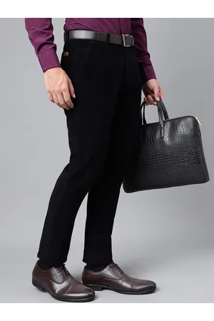 HANCOCK Men Solid Corduroy Slim Fit Formal Trousers