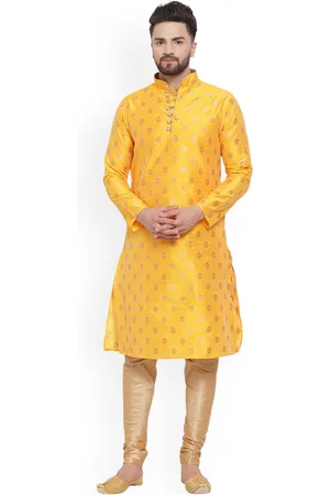 Sydney Heights Woven Design Mandarin Collar Zari Kurta with Churidar
