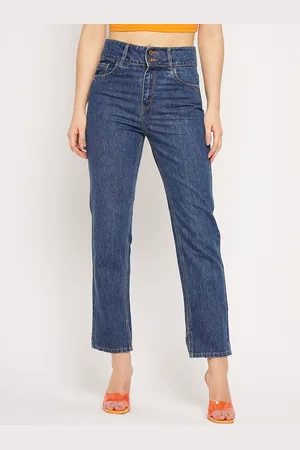 CAMLA Women Cotton Clean Look Straight Fit Cropped Jeans