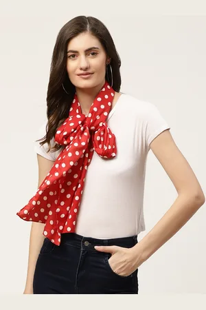 DressBerry Women Red & White Polka Dots Printed Scarf