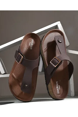 UNDERROUTE Men Open Toe Comfort Sandals With Buckle Detail