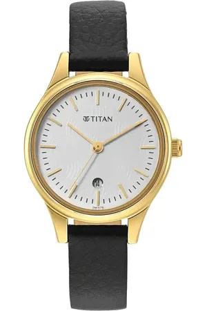 Titan Women Brass Dial & Leather Straps Analogue Watch 2679YL01