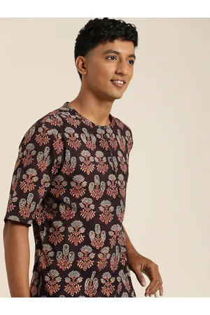 Taavi Men Pure Cotton Floral Printed Ajrakh Casual Shirt