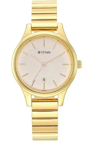 Titan Women Brass Dial & Stainless Steel Bracelet Style Straps Analogue Watch 2679YM01
