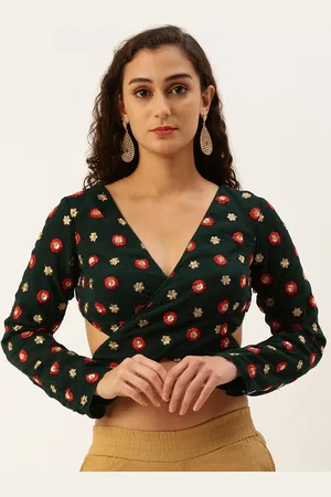 Ethnovog Women Embroidered Thread Work Saree Blouse