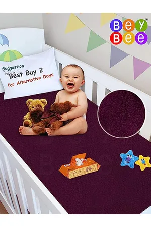 BeyBee Kids Maroon 2 Pieces Cotton Breathable & Lightweight Mattress Protector