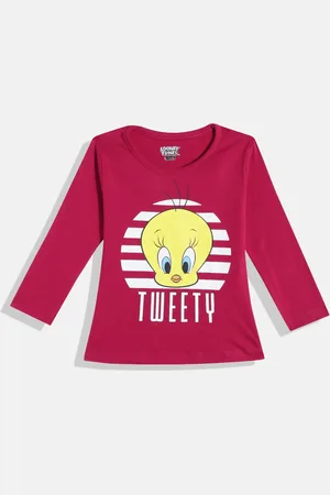 Eteenz Girls Premium Cotton Tweety Printed T-shirt