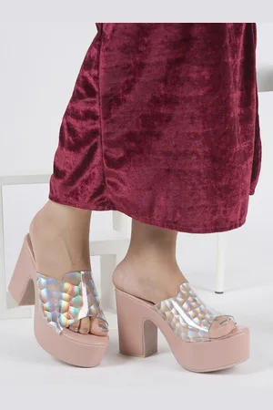 Walkfree Printed Open Toe Platform Heels