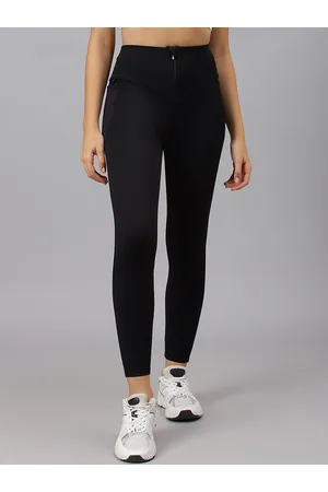 Fitkin Women Front Zipper High Waist Ankle-Length Tights