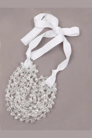 Alberre Odette Beaded bow tie statement necklace