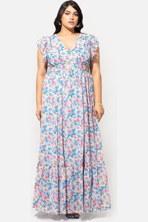 20Dresses Blue Floral Printed Maxi Printed Fit And Flare Dress