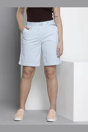 Tommy Hilfiger Women Solid High-Rise Shorts With Fabric Belt